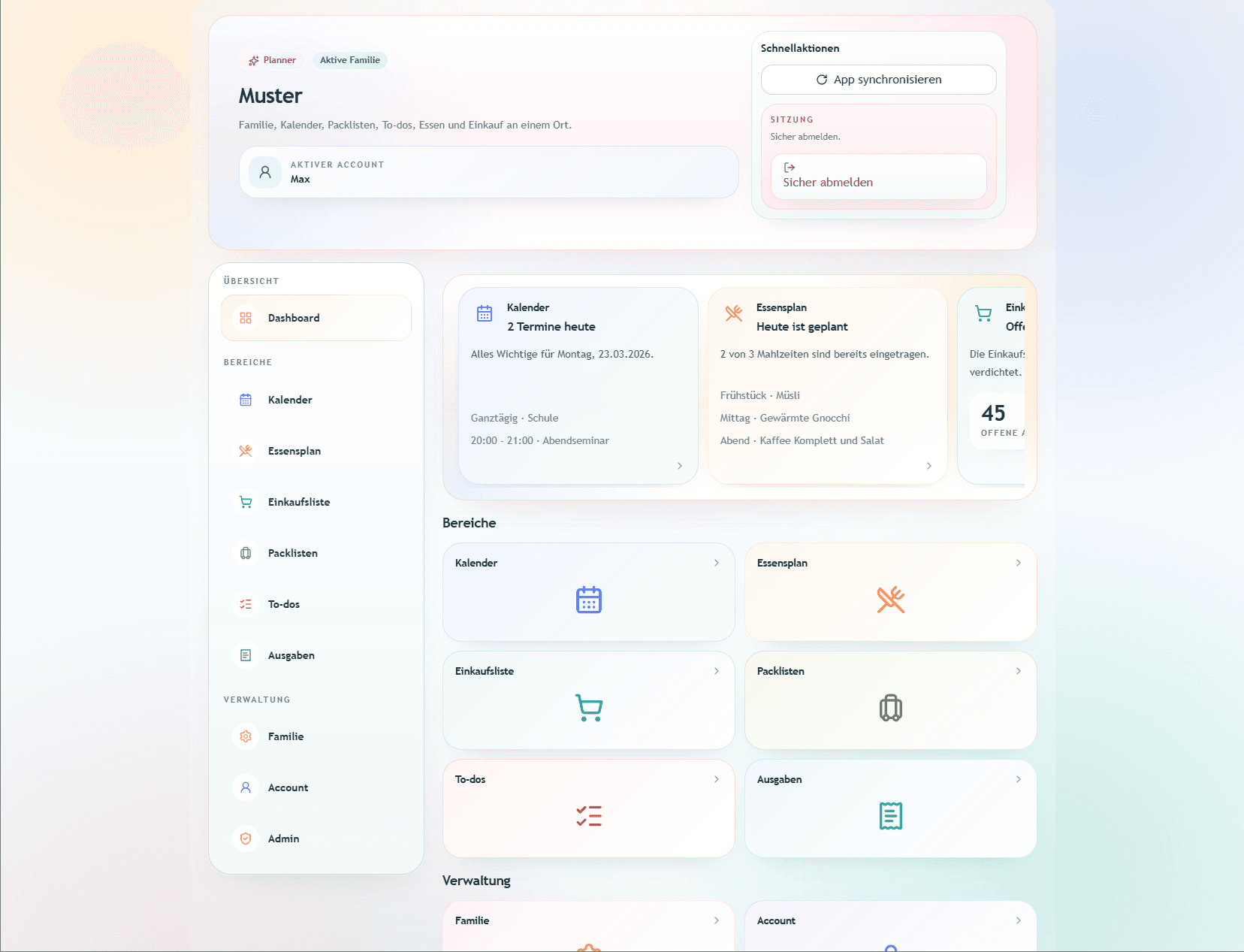 Mockup des Planner von WebPeaks als Progressive Web App